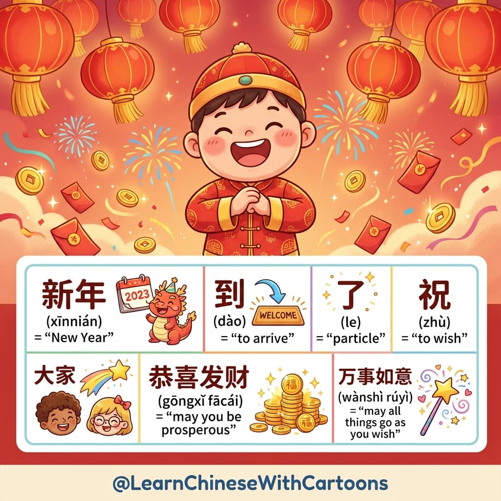 A group of friends celebrating Chinese New Year with lanterns and traditional decorations.