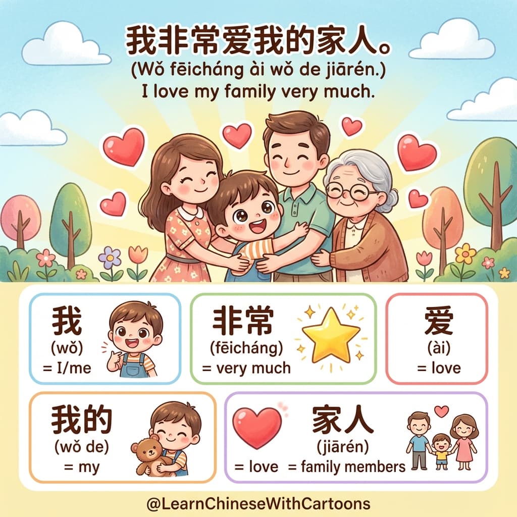 A family standing together with a cozy background, representing the theme of love and home.